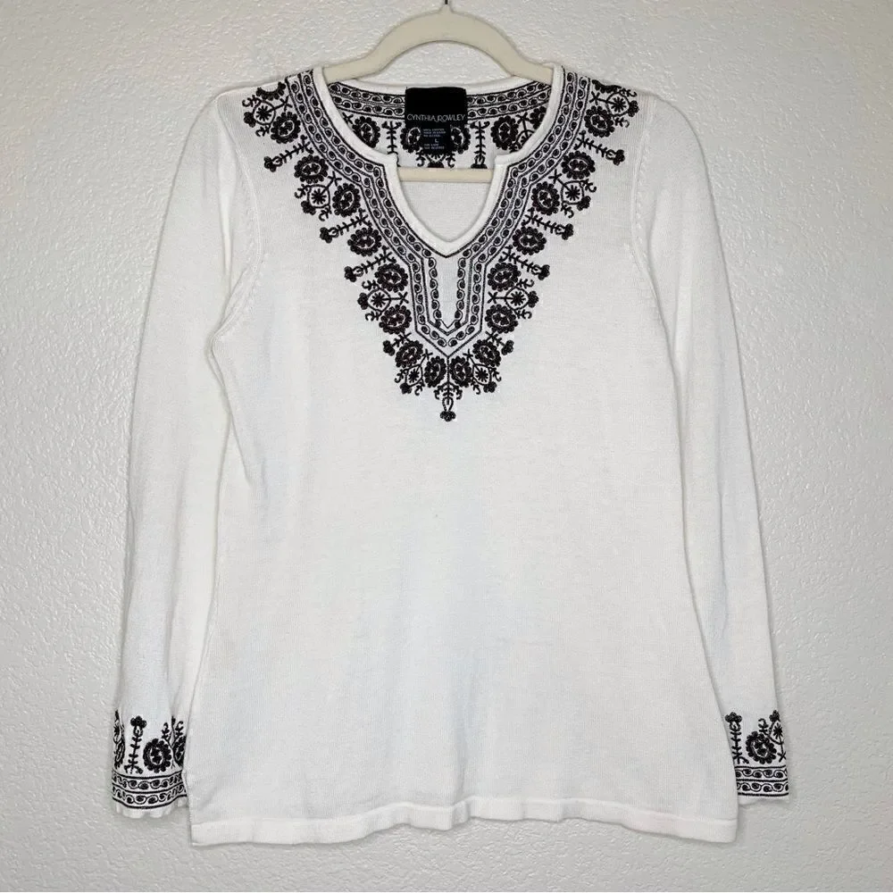 Cynthia Rowley Women’s Size Large Embroidered Long Sleeves Top